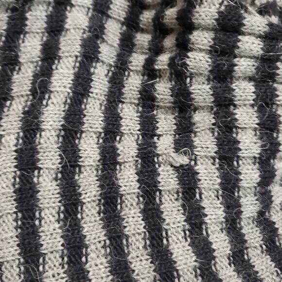Lineamaglia Italy Wool Alpaca Blend Drape Front Cardigan Black Grey Stripe Sz Sm - Picture 11 of 11